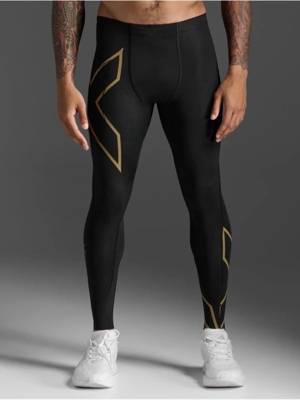 2XU Light Speed Compression Tights Men’s L Black Gold Reflective Running pants